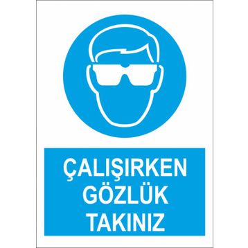 Sticker Masters Çalışırken Gözlük Takınız Uyarı Levhası Sticker