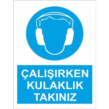 Sticker Masters Çalışırken Kulaklık Kullanın Uyarı Levhası Sticker