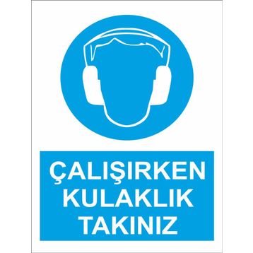 Sticker Masters Çalışırken Kulaklık Kullanın Uyarı Levhası Sticker