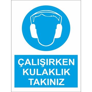 Sticker Masters Çalışırken Kulaklık Kullanın Uyarı Levhası Sticker