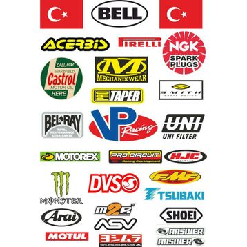 Sticker Masters Motosiklet Sponsor 1 Seti Sticker