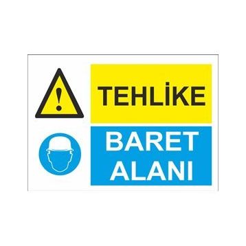 Sticker Masters Tehlike Baret Alanı Uyarı Levhası Sticker
