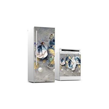 StickerArt 3D Güller Buzdolabı ve Bulaşık Makinası Beyaz Eşya Sticker Kaplama