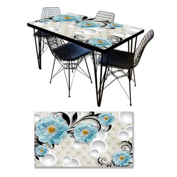StickerArt 3D Mavi Çiçekler Masa Kaplama Folyosu