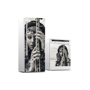 StickerArt Buzdolabı ve Bulaşık Makinası Beyaz Eşya Kaplama Çingene Kız Sticker