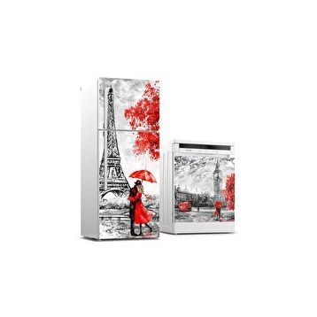 StickerArt Buzdolabı ve Bulaşık Makinası Beyaz Eşya Kaplama Paris Yağlıboya Sticker