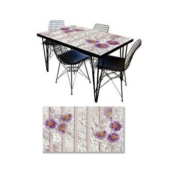 StickerArt Mor Çiçek Arkaplan Masa Kaplama Folyosu