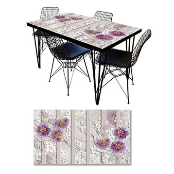 StickerArt Mor Çiçek Arkaplan Masa Kaplama Folyosu
