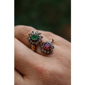Stoneage Jewellery Çift Çiçek Bronz Yüzük