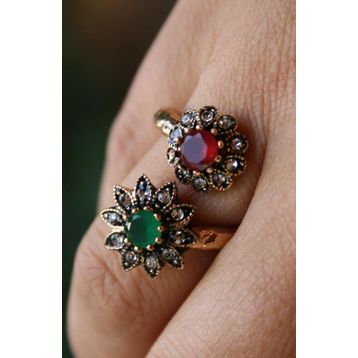 Stoneage Jewellery Çift Çiçek Bronz Yüzük