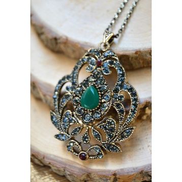 Stoneage Jewellery Kök Zümrüt Taşlı Otantik Kadın Kolye