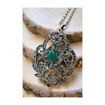 Stoneage Jewellery Kök Zümrüt Taşlı Otantik Kadın Kolye