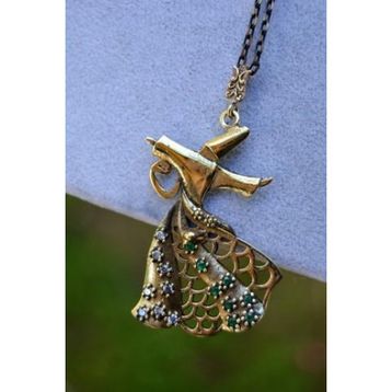 Stoneage Jewellery Kök Zümrüt Taşlı Semazen Bayan Kolye