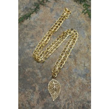 Stoneage Jewelllery Altın Kaplama Yaprak Uzun Bayan Kolye