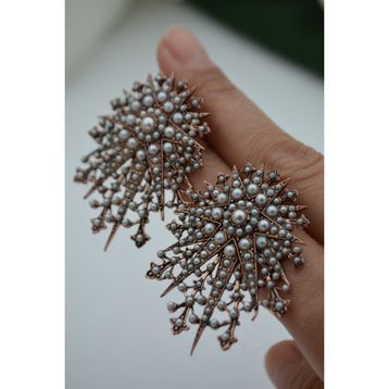Stoneage Özel Tasarım İncili Küpe