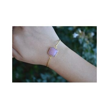 Stoneage Pembe Kuvars Altın Kaplama Bayan Bileklik