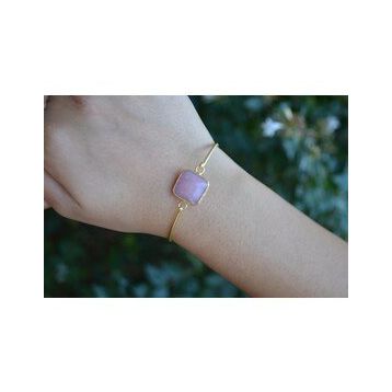 Stoneage Pembe Kuvars Altın Kaplama Bayan Bileklik