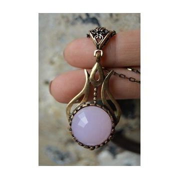 Stoneage Pembe Kuvars Bronz Bayan Kolye