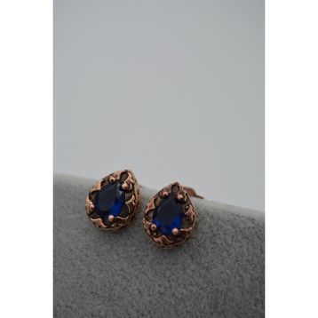 Stoneage Safir Taşlı Mıhlama İşçilikli Küçük Boy Damla Küpe
