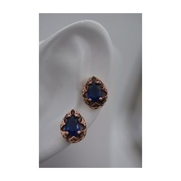 Stoneage Safir Taşlı Mıhlama İşçilikli Küçük Boy Damla Küpe