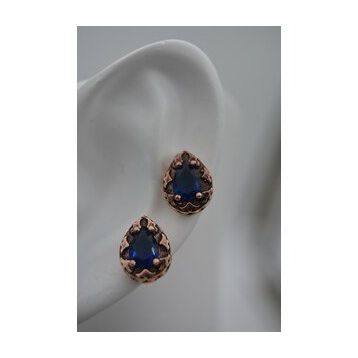 Stoneage Safir Taşlı Mıhlama İşçilikli Küçük Boy Damla Küpe