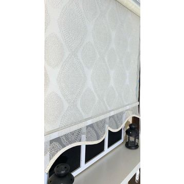 Storburada Çift Mekanizmalı Ekru STB45240-V108 Ekru 130 x 260 Tül Perde ve Ekru Stor Perde