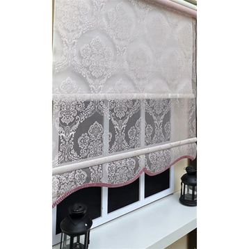 Storburada STB2015-V06 Çift Mekanizmalı Tül Pembe Ekru 60x200 cm Stor Perde
