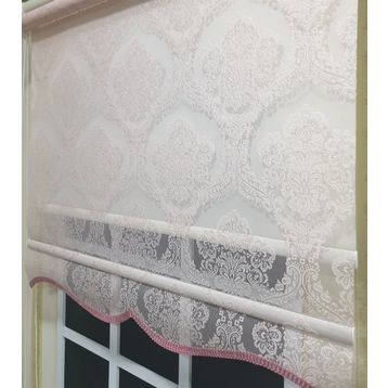 Storburada STB2015-V06 Çift Mekanizmalı Tül Pembe Ekru 60x200 cm Stor Perde