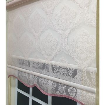 Storburada STB2015-V06 Çift Mekanizmalı Tül Pembe Ekru 60x200 cm Stor Perde
