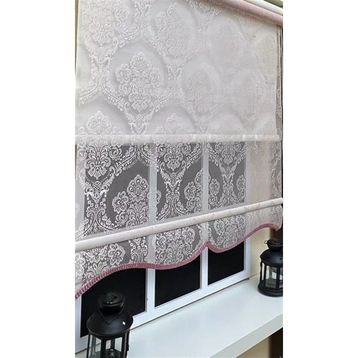 Storburada STB2015-V06 Çift Mekanizmalı Tül Pembe Ekru 60x200 cm Stor Perde
