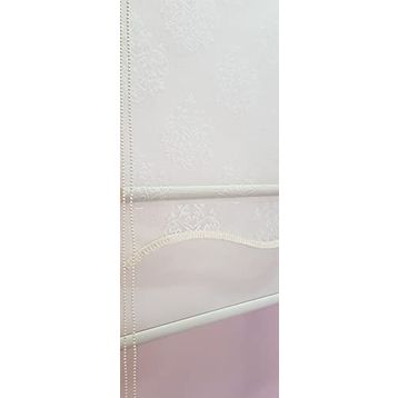 Storburada STB45252-V01 Çift Mekanizmalı Kirli Damask Tül Beyaz Ekru 150x200 cm Stor Perde