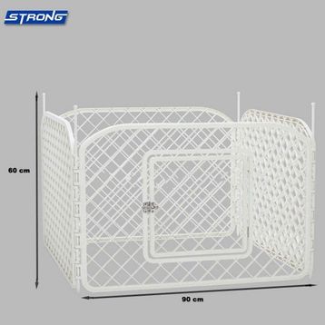 Strong Beyaz 90x60 cm 4 Panel Plastik Köpek Çiti