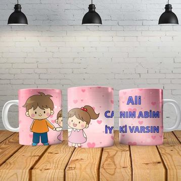 Strongart Canım Abim Kişiye Özel Baskılı Yeni Tasarım Kupa Bardak