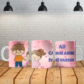 Strongart Canım Abim Kişiye Özel Baskılı Yeni Tasarım Kupa Bardak