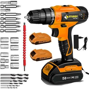 Sturdy Japon Technology 56 V 4 Ah Rock Seri Darbeli Çift Akülü Metal Şanzıman 27 Parça Şarjlı Matkap