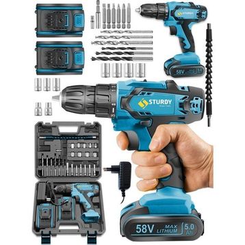 Sturdy Japon Technology 58 V 8 Ah W-X-K Seri Metal Şanzuman 27 Parça Şarjlı Çift Akülü Matkap