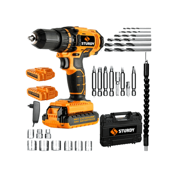 Sturdy Japon Technology 58V8AH Rotary Seri Darbeli Metal Şanzuman Şarjlı Çift Akülü Matkap 27prç Uç Setli 58vsSEtlıstnnlyY