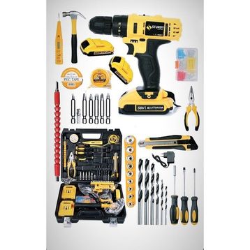 Sturdy Japon Tools 56 V 6 Ah Drive Serı Metal Şanzıman Şarjlı 39 Parça Çift Akülü Vidalama Matkap