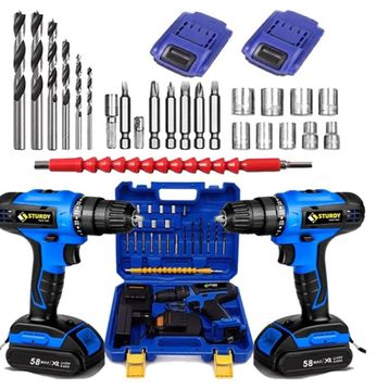 Sturdy New Model 54 V 6 Ah Lion Çift Akülü Turbo Conclusive 27 Parça Şarjlı Vidalama Matkap
