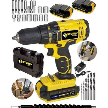 Sturdy Power Tools 46VF 5 mAh Lityum Çift Akülü New Seri 27 Parça Şarjlı Vidalama Matkap