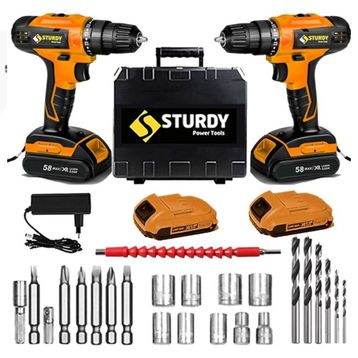 Sturdy Power Tools 52 V 6.0 Amper Cheers Seri Darbeli Çift Akülü 27 Parça Uç Şarjlı Vidalama Matkap
