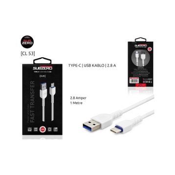 Subzero 2.8 A 1 mt USB Type-C Beyaz Şarj Data Kablosu