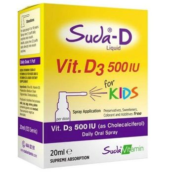Suda Vitamin Suda-D Vitamin D3 500 IU For Kids 20 ml Sprey
