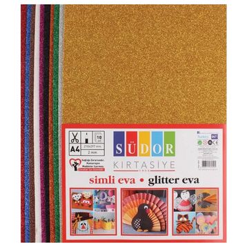 Südor A4 10 Renk Simli Yapışkanlı Eva