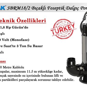 Sumak SBRM18/2 Monofaze Dalgıç Pompası