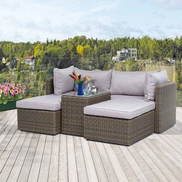Sunfun Urla Kahve Rattan Oturma Grubu
