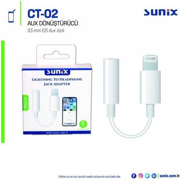 Sunix CT02 Lightning To Aux Dönüştürücü