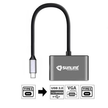 Sunline 170681 Type C-USB 2.0/VGA/Type C Dönüştürücü