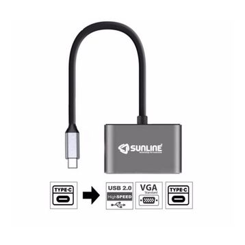 Sunline 170681 Type C-USB 2.0/VGA/Type C Dönüştürücü