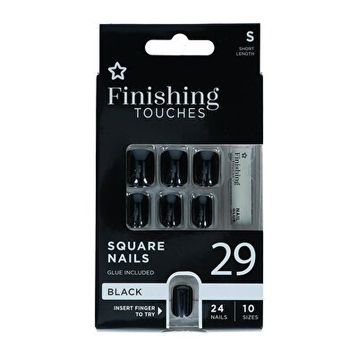 Superdrug Finishing Touches 24 Parça Siyah Kısa Takma Tırnak
